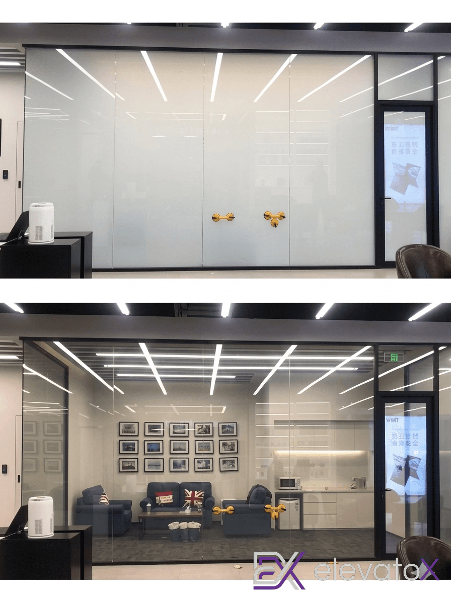 PDLC smart film switching between opaque and transparent states